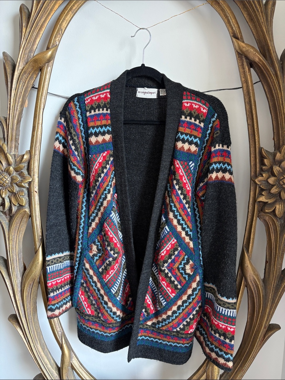 Vintage An Original Import Open-Front Cardigan with Multicolor Accents size L